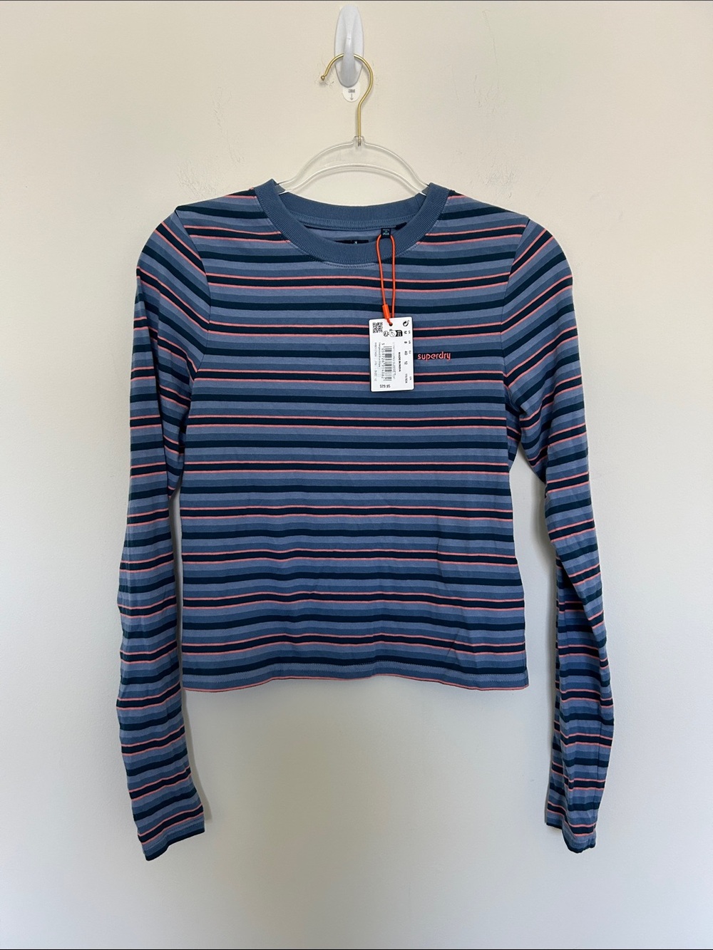 SuperDry NWT Long Sleeve Striped Crop Top Size US 8